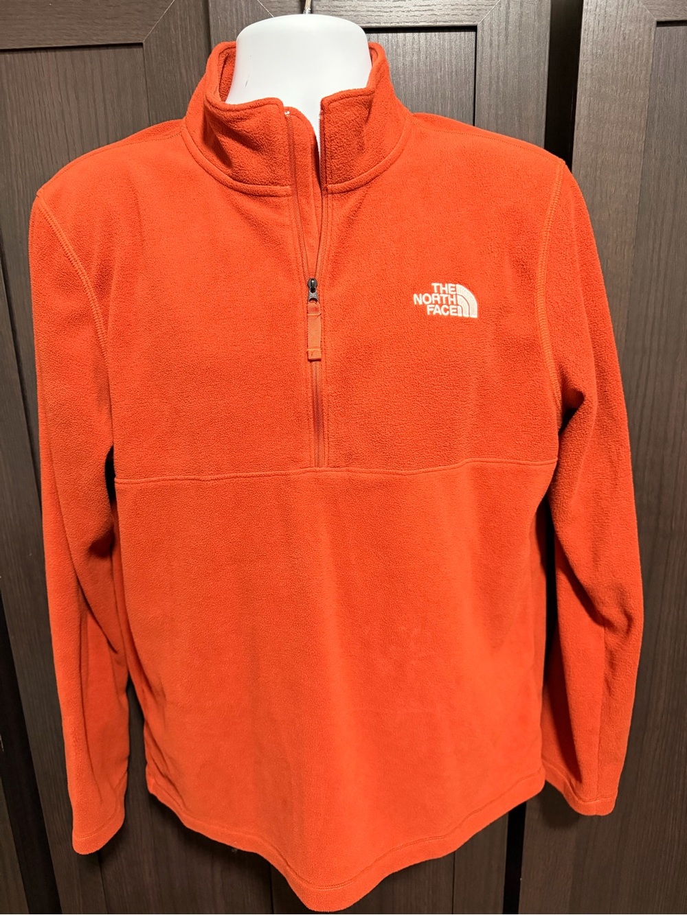 The North Face Men's 1/4 Zip Fleece Pullover Sweatshirt Orange Size M